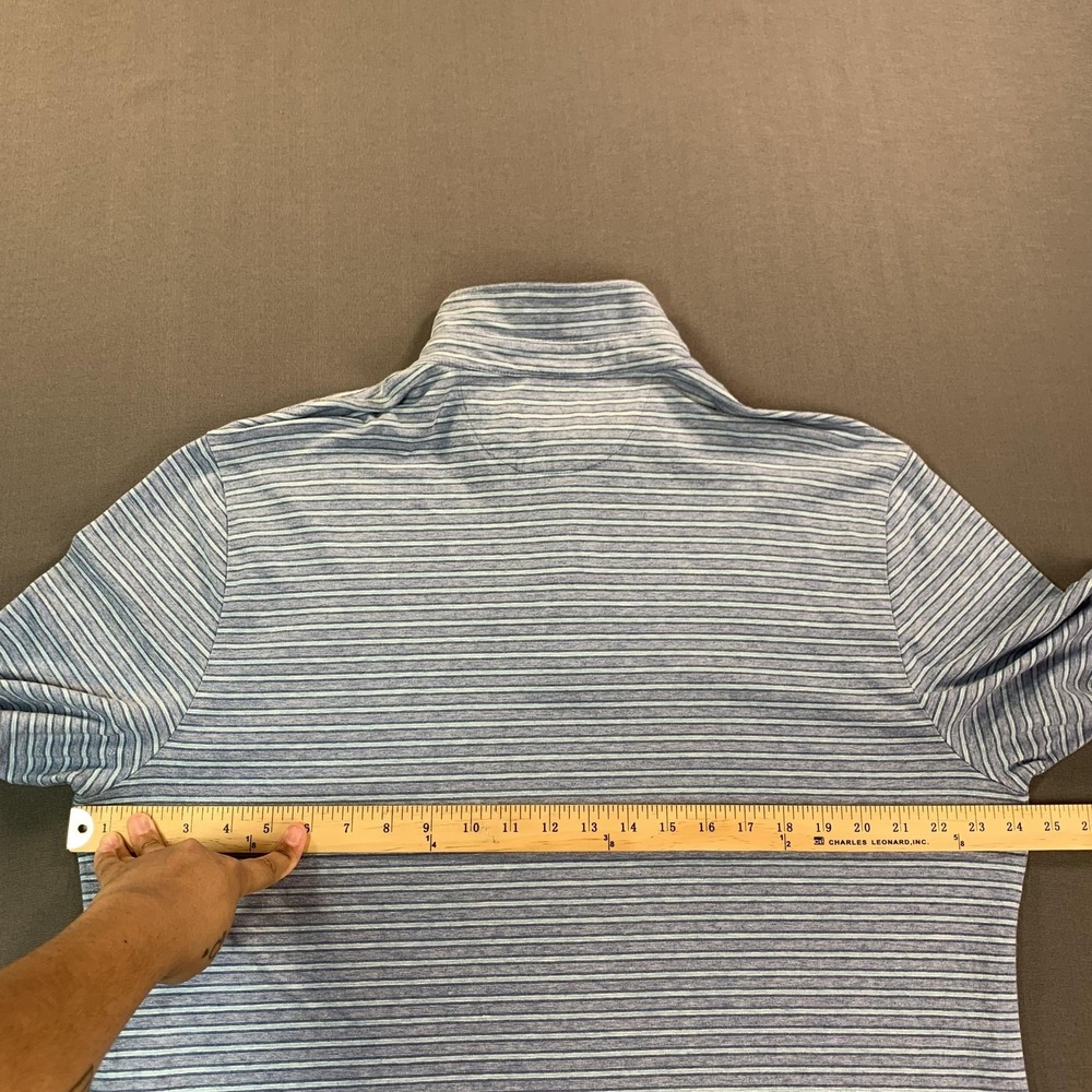 Faherty Polo Shirt Mens XL Blue Stripe Pima Modal Jersey Stretch Casual - Picture 13 of 15